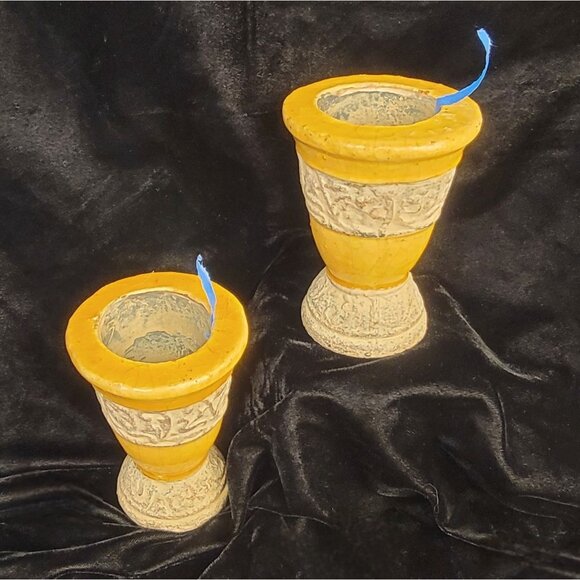 Vintage Chalice Candle Holders with a Greek Key Pattern - Picture 4 of 16